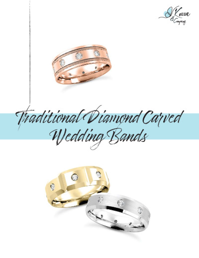 Traditional Diamond Carved Wedding Bands | kozza.com